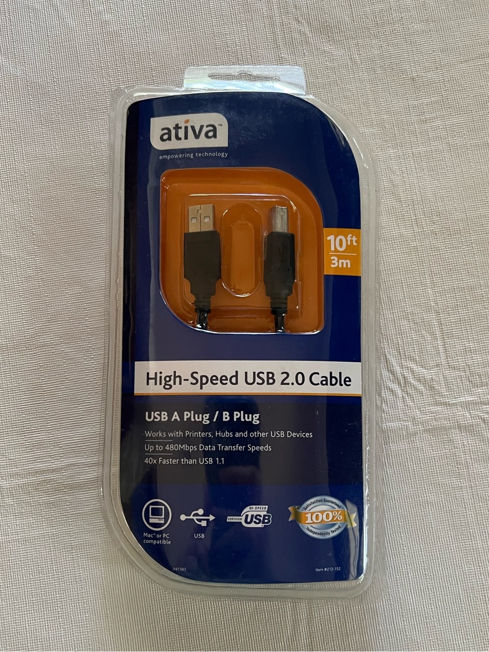 Ativa High Speed USB 2.0 Cable New